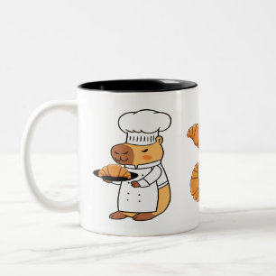 Capybara and Croissant Mug Cute Breakfast Coffee