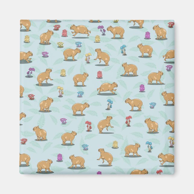 Capybara and mushroom pattern magnet (Front)
