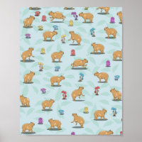 Capybara and mushroom pattern