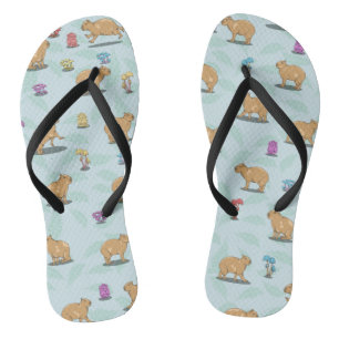 Capybara and mushroom pattern thongs