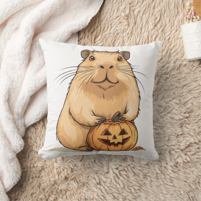 Capybara and Pumpkin Halloween Cushion (Blanket)