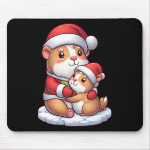 Capybara And Santa Hugging Christmas Family Matchi Mouse Pad