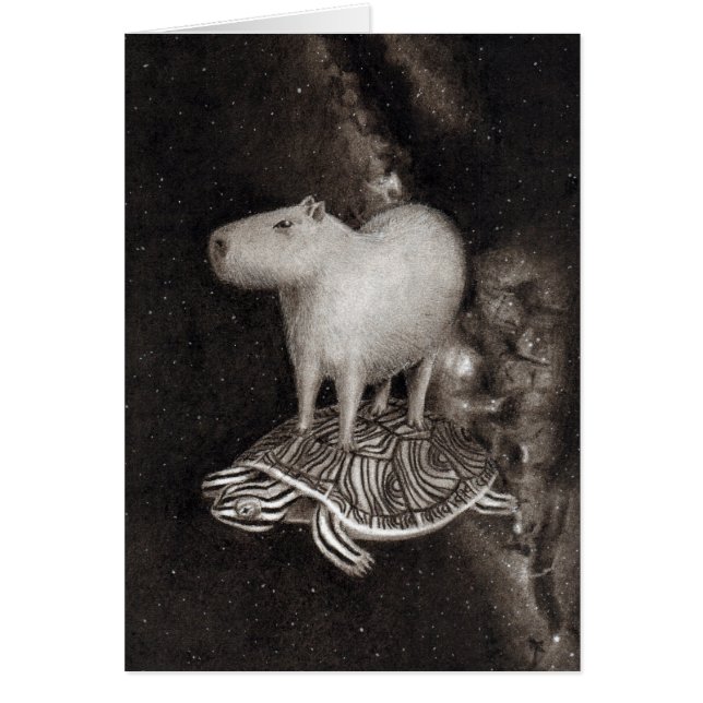 Capybara and Terrapin flying through space drawing (Front)