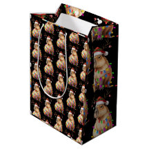 Capybara Animal Lover Christmas Lights Cappy Xmas Medium Gift Bag