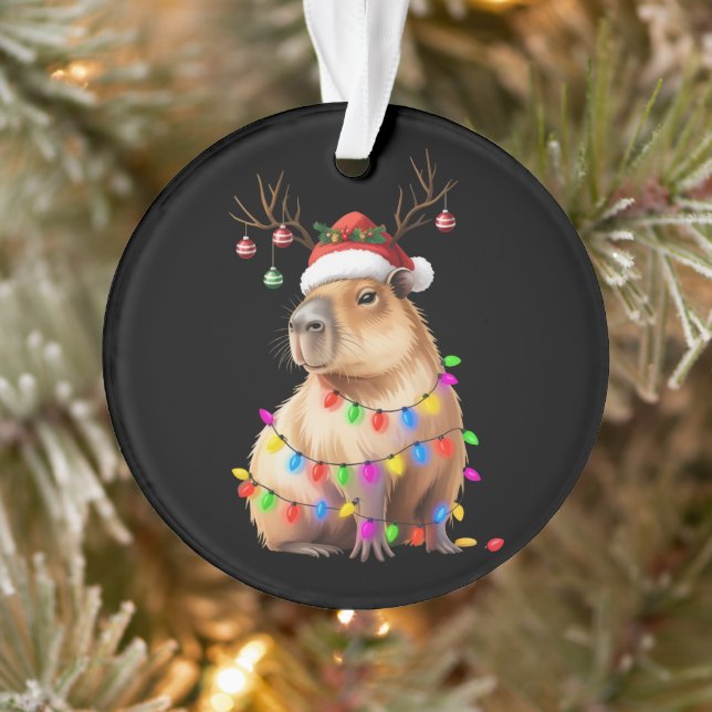 Capybara Animal Lover Christmas Lights Cappy Xmas Ornament (Tree)
