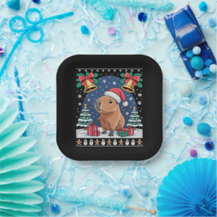 Capybara Animal Lover Xmas Gift Ugly Capybara  Paper Plate