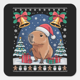 Capybara Animal Lover Xmas Gift Ugly Capybara Square Sticker