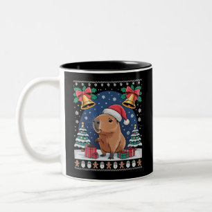 Capybara Animal Lover Xmas Gift Ugly Capybara  Two-Tone Coffee Mug
