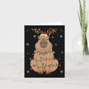 Capybara Animal Santa Hat Ugly Christmas Tree Ligh Card