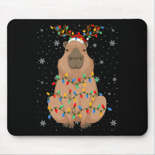 Capybara Animal Santa Hat Ugly Christmas Tree Ligh Mouse Pad