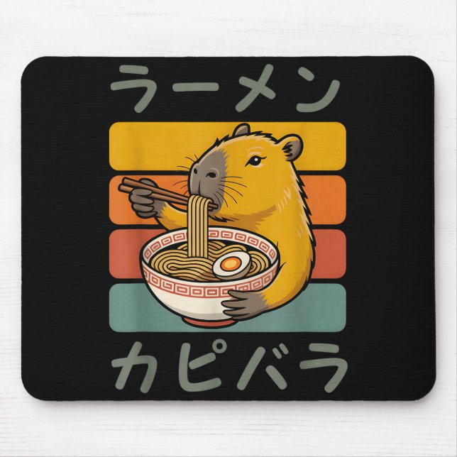 Capybara Anime Graphic Ramen Kawaii Japanese Vinta Mouse Pad (Front)