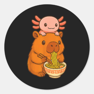 Capybara Anime Ramen Axolotl Funny Graphic Kawaii  Classic Round Sticker
