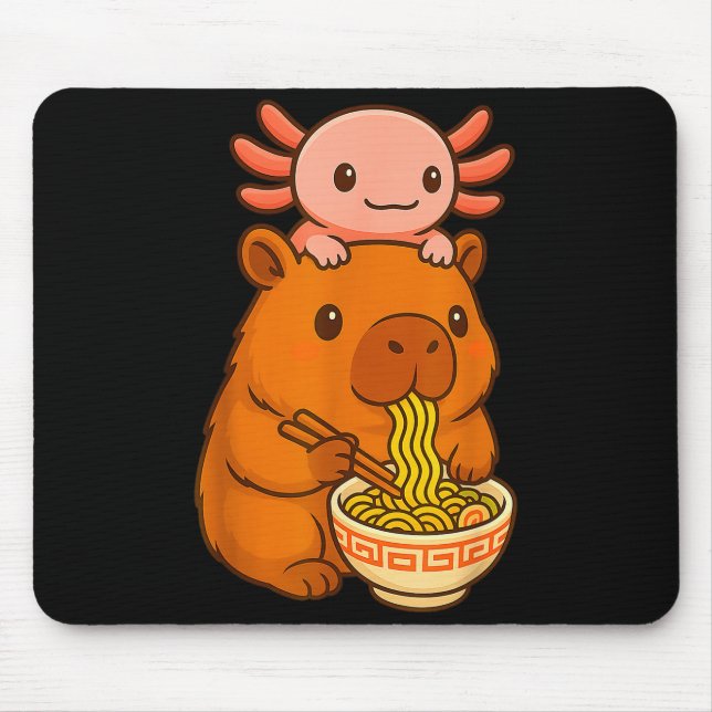 Capybara Anime Ramen Axolotl Funny Graphic Kawaii  Mouse Pad (Front)