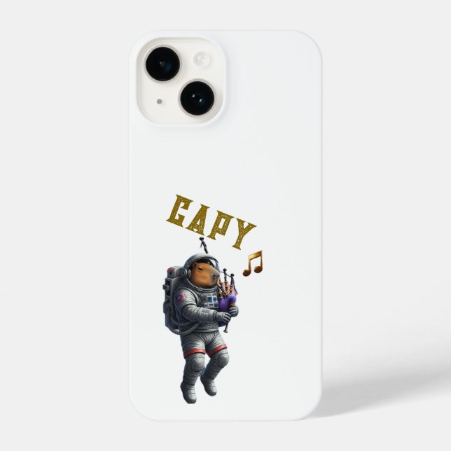 Capybara Astronaut Bagpipes Phone Case (Back)