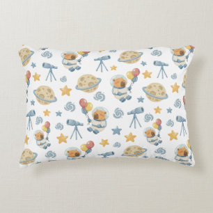 Capybara Astronaut Pattern Accent Pillow