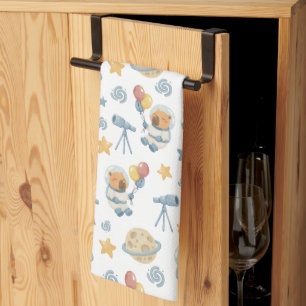 Capybara Astronaut Pattern Kitchen Towel