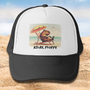 Capybara at beach says: Relax, Fluffy Trucker Hat