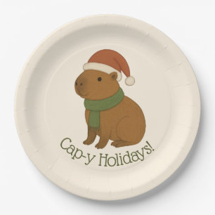 Capybara at Christmas Paper Plate
