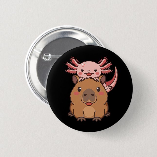 Capybara Axolotl Kawaii Animal Lover Zoo Day 6 Cm Round Badge (Front & Back)