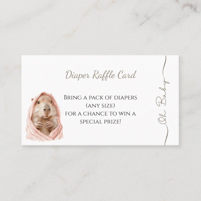 Capybara Baby Shower • Diaper Raffle Card (Front)