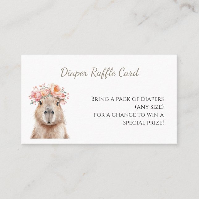 Capybara Baby Shower • Diaper Raffle Card (Front)