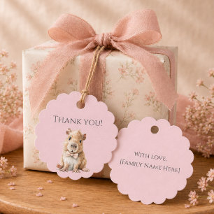Capybara Baby Shower Favor Tag • Girl Edition