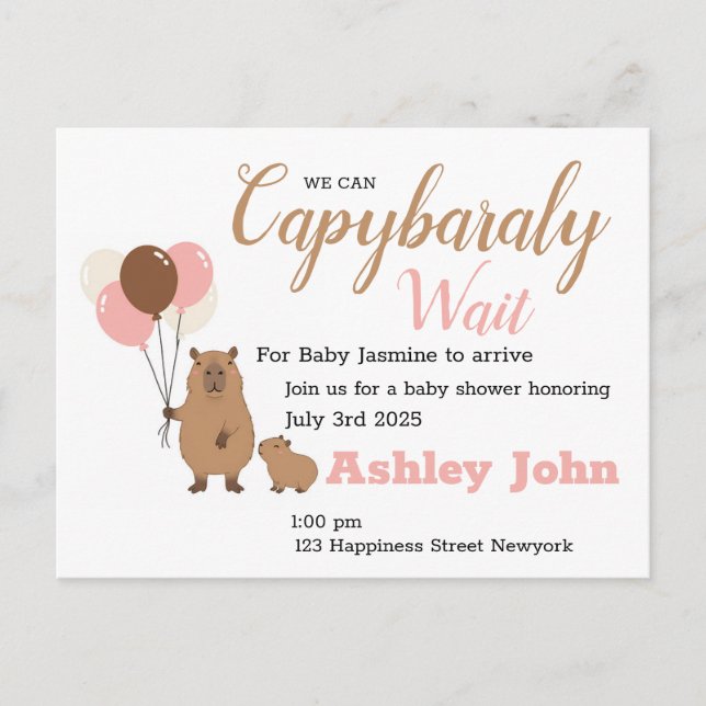 Capybara Baby Shower Honouring Invitation | card (Front)