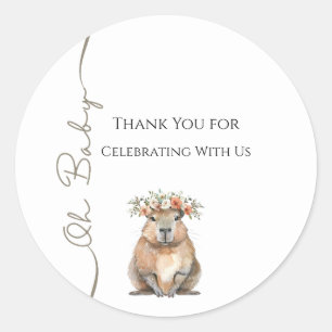 Capybara Baby Shower • Oh Baby Wildflower Classic Round Sticker