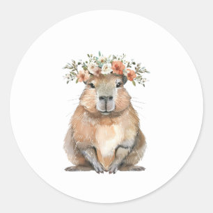 Capybara Baby Shower • Oh Baby Wildflower Classic Round Sticker