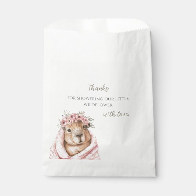 Capybara Baby Shower • Wildflower  Favour Bag (Front)