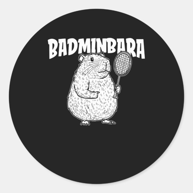Capybara Badminton Shuttle - Player Racket Badminb Classic Round Sticker (Front)