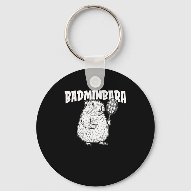 Capybara Badminton Shuttle - Player Racket Badminb Key Ring (Front)