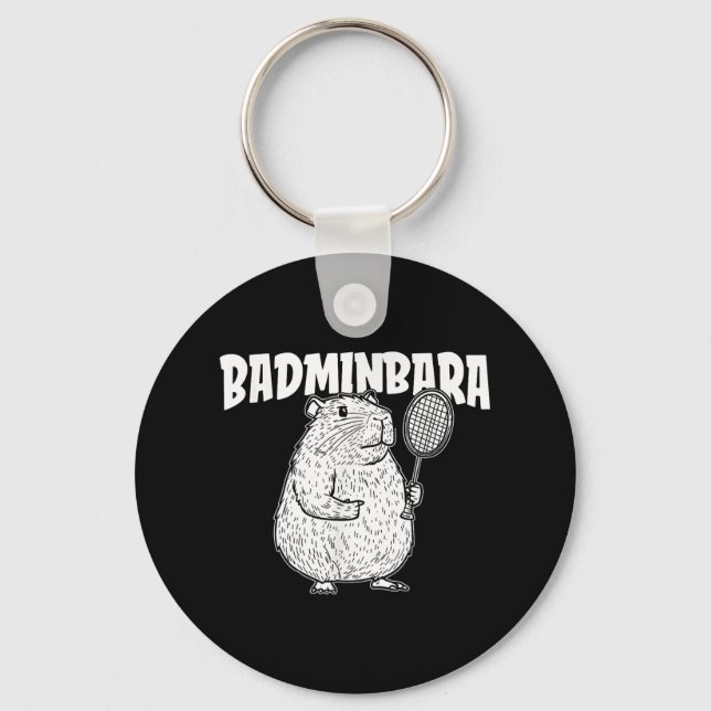 Capybara Badminton Shuttle - Player Racket Badminb Key Ring (Front)