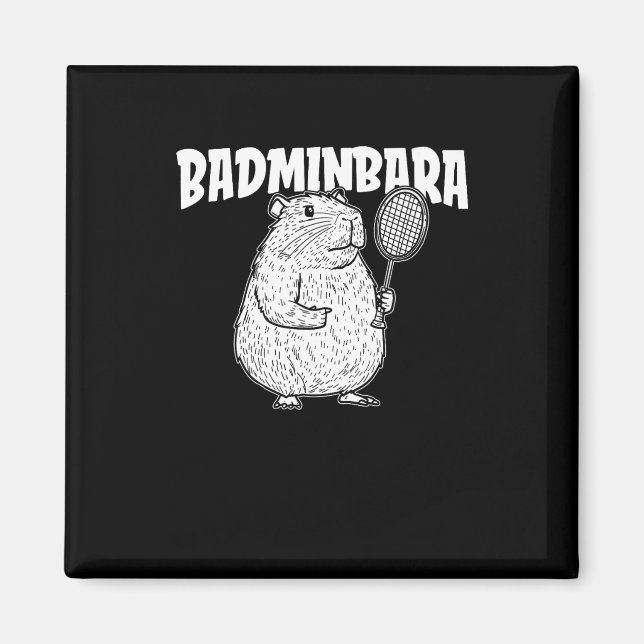 Capybara Badminton Shuttle - Player Racket Badminb Magnet (Front)