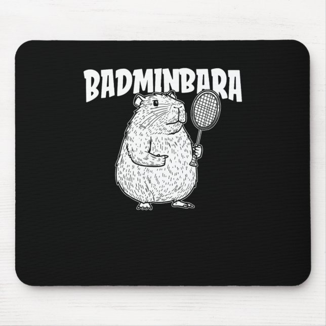 Capybara Badminton Shuttle - Player Racket Badminb Mouse Pad (Front)