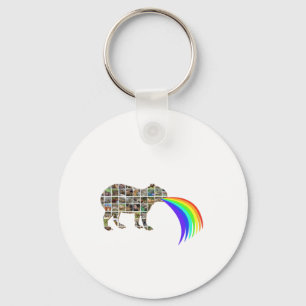 Capybara barfing a rainbow key ring