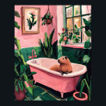 Capybara Bath – Capybara Cute Bathroom Decor<br><div class="desc">Add a splash of whimsy to your space with this Capybara Cute art print, where calm vibes meet botanical bliss. Featuring a chill capybara living its best life in a pastel-perfect capybara bath, this dreamy scene is basically self-care goals in picture form. Surrounded by lush greenery, pink walls, and vintage...</div>