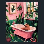 Capybara Bath – Capybara Cute Bathroom Decor<br><div class="desc">Add a splash of whimsy to your space with this Capybara Cute art print, where calm vibes meet botanical bliss. Featuring a chill capybara living its best life in a pastel-perfect capybara bath, this dreamy scene is basically self-care goals in picture form. Surrounded by lush greenery, pink walls, and vintage...</div>