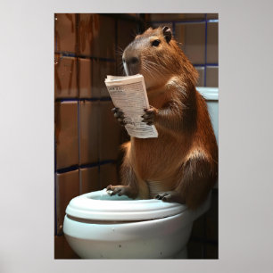 Capybara Bathroom Print, Funny Animal Wall Art