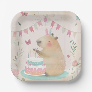 Capybara Birthday Bash Party Decor Paper Plate