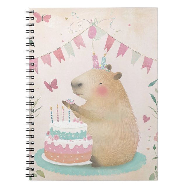 Capybara Birthday Bash Spiral Notebook (Front)