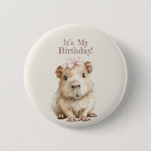 Capybara Birthday Button • Cute Woodland Party