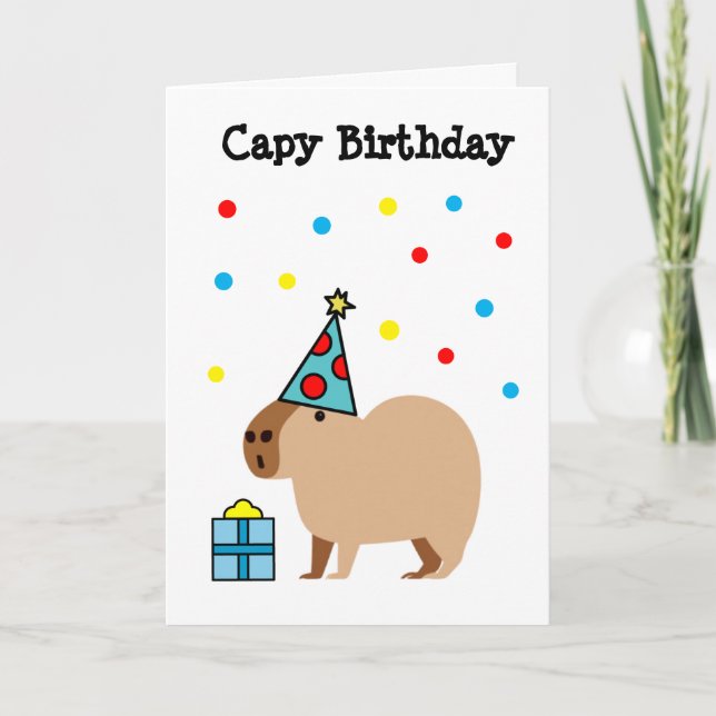 Capybara Birthday Card Folded Greeting Card (Front)
