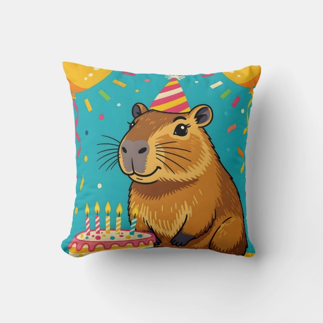 Capybara Birthday Cushion (Front)