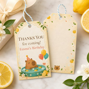Capybara Birthday Favour Tags Yuzu Kids Party