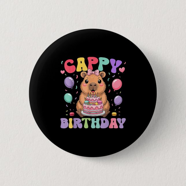 Capybara Birthday Girls Funny Birthday Kids Boys G 6 Cm Round Badge (Front)