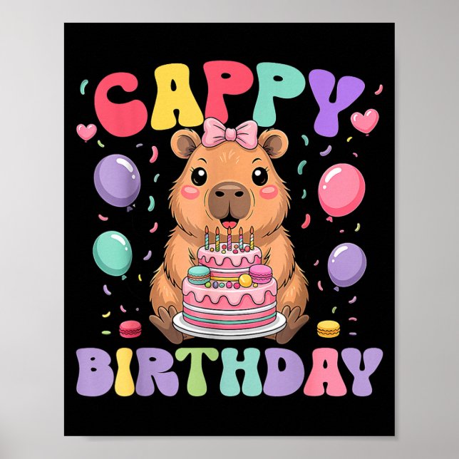 Capybara Birthday Girls Funny Birthday Kids Boys G Poster (Front)