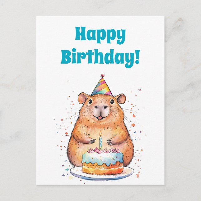 Capybara Birthday,Happy Birthday Flat Holiday Card (Front)