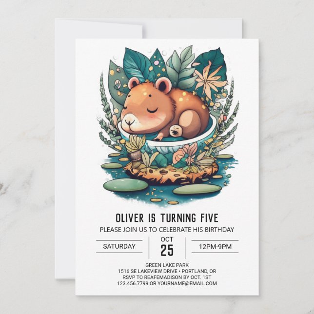 Capybara Birthday Invitation (Front)