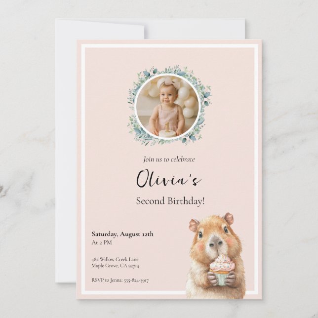 Capybara Birthday Invitation 2nd (Front)